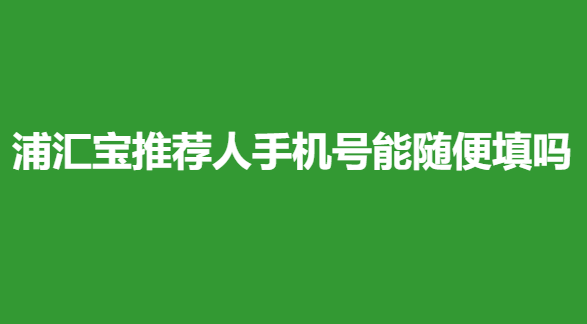 浦汇宝推荐人手机号能随便填吗？